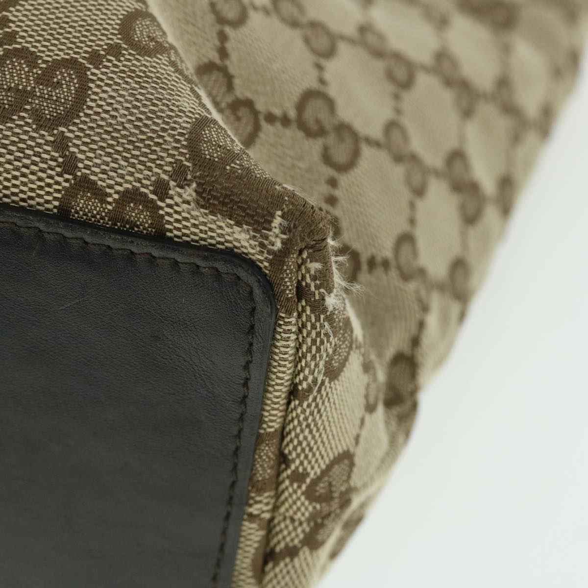 GUCCI GG Canvas Tote Bag Beige Dark Brown 002214 ac2134