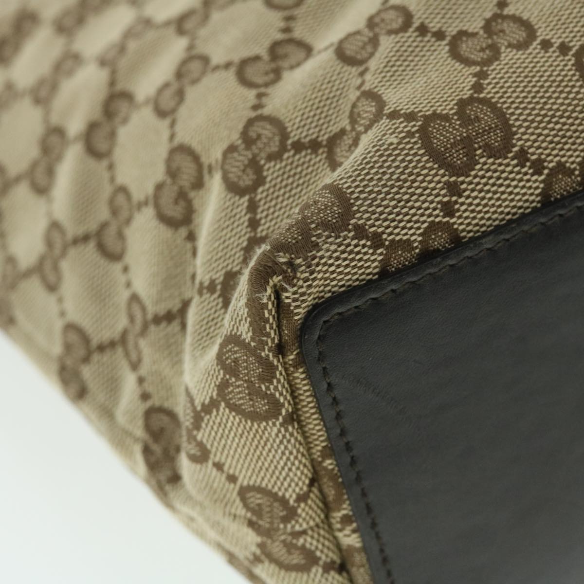 GUCCI GG Canvas Tote Bag Beige Dark Brown 002214 ac2134