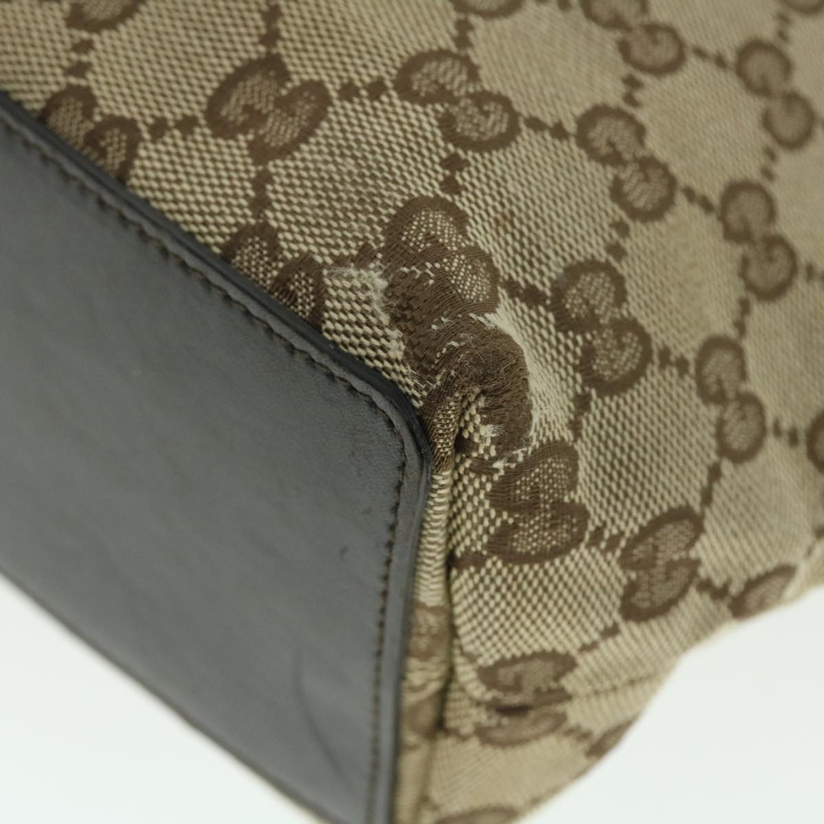 GUCCI GG Canvas Tote Bag Beige Dark Brown 002214 ac2134