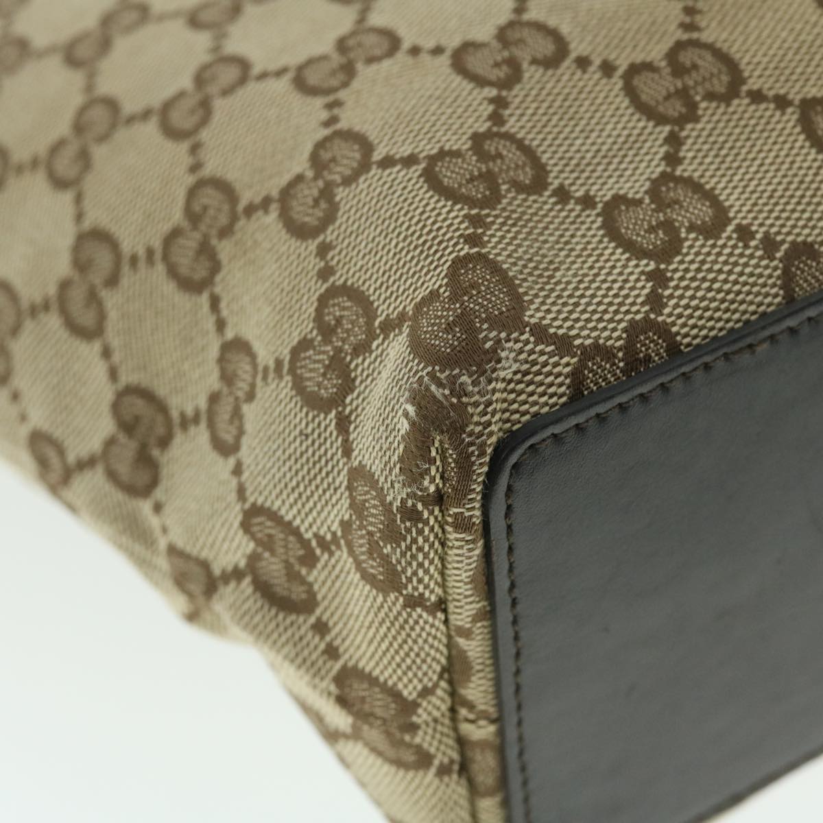 GUCCI GG Canvas Tote Bag Beige Dark Brown 002214 ac2134