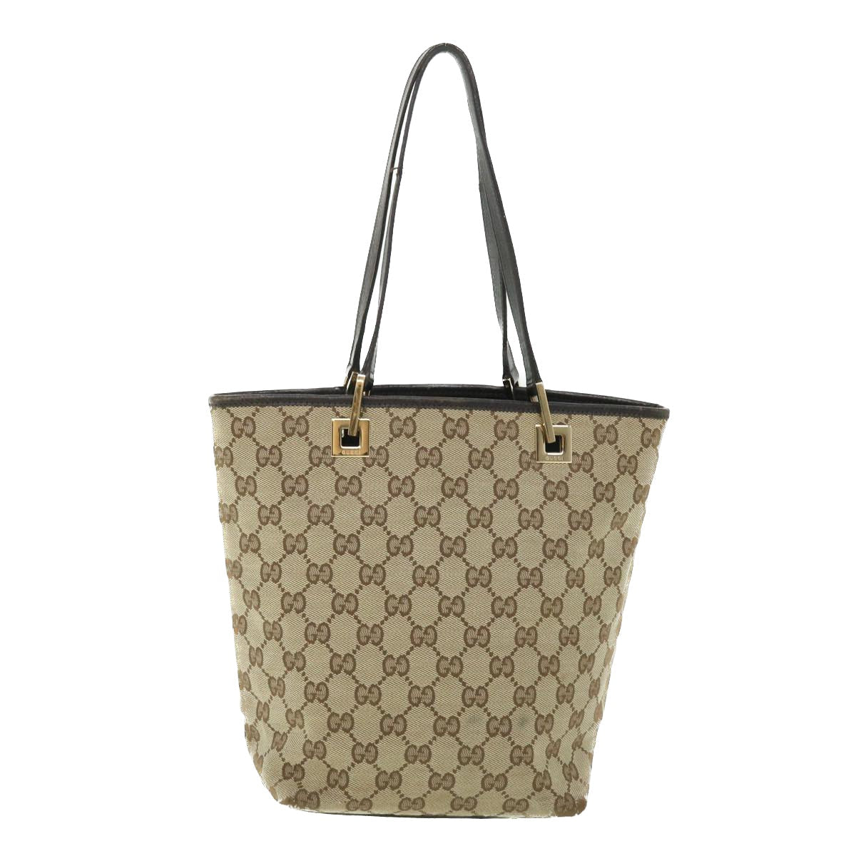 GUCCI GG Canvas Tote Bag Beige Dark Brown 002214 ac2134
