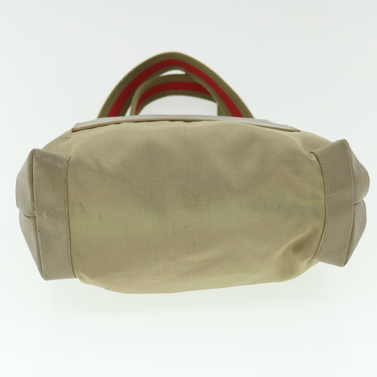 GUCCI Sherry Line Tote Bag Nylon Khaki Red 019 0402 1705 ac2136