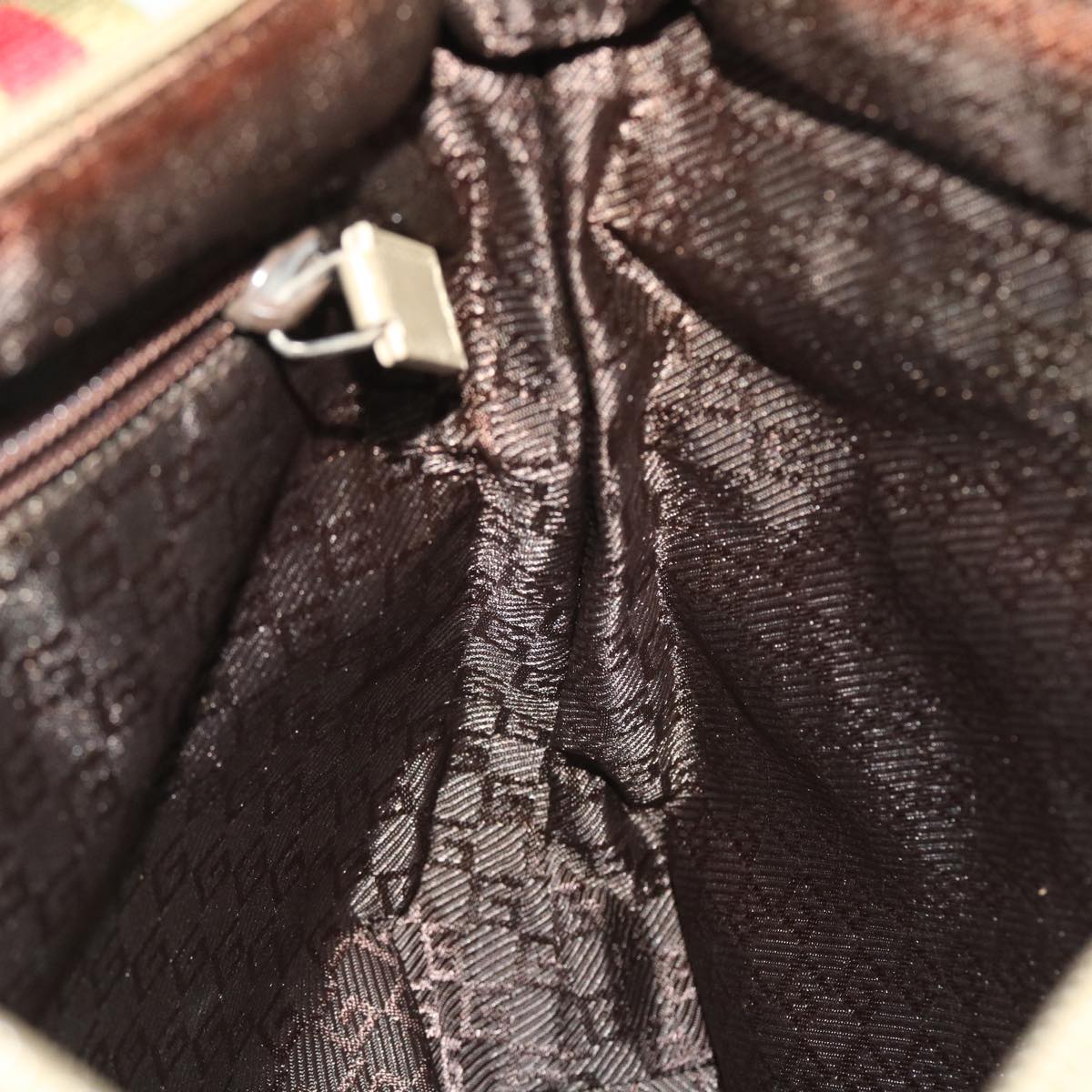 GUCCI Sherry Line Tote Bag Nylon Khaki Red 019 0402 1705 ac2136