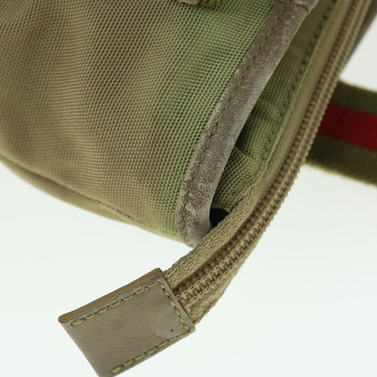 GUCCI Sherry Line Tote Bag Nylon Khaki Red 019 0402 1705 ac2136