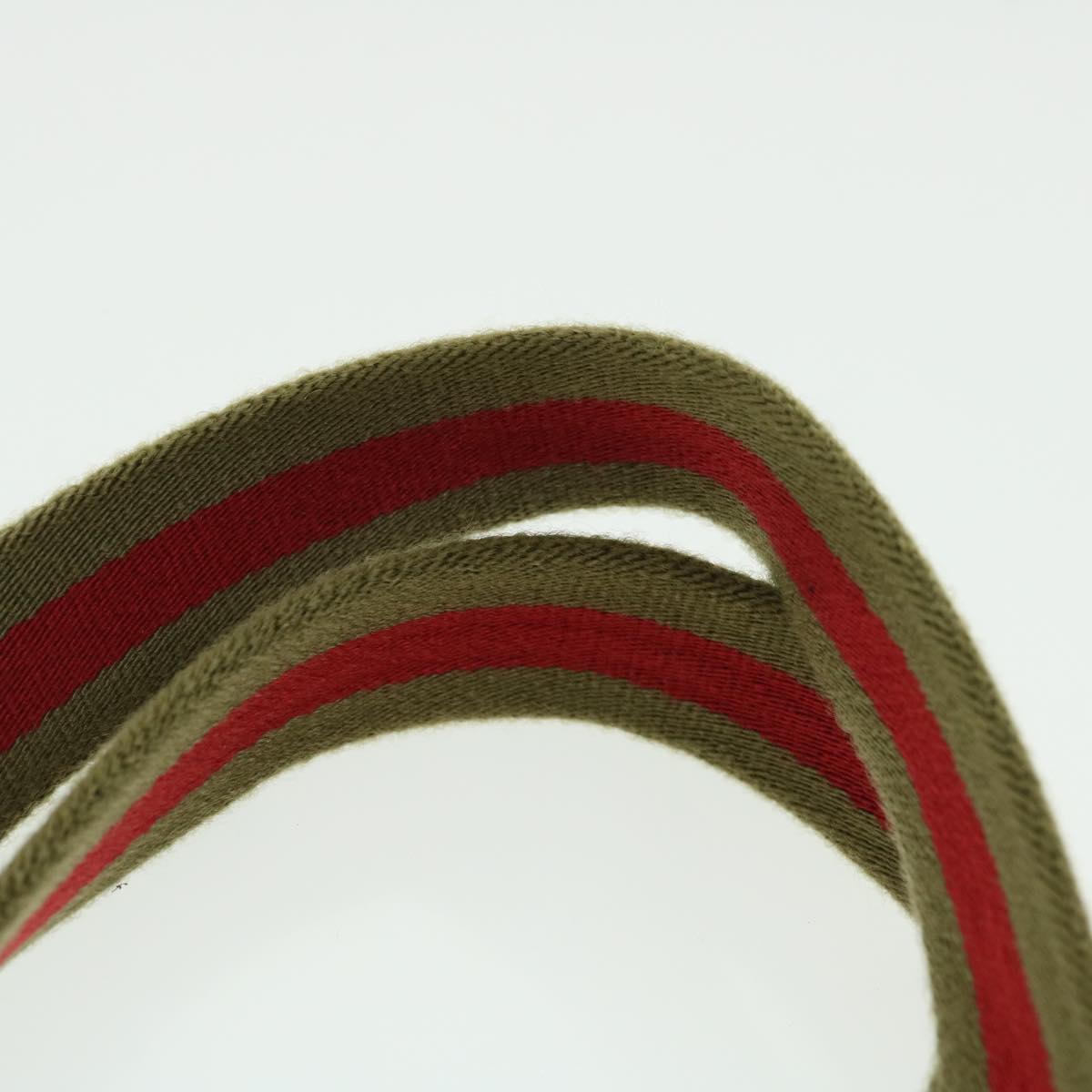 GUCCI Sherry Line Tote Bag Nylon Khaki Red 019 0402 1705 ac2136