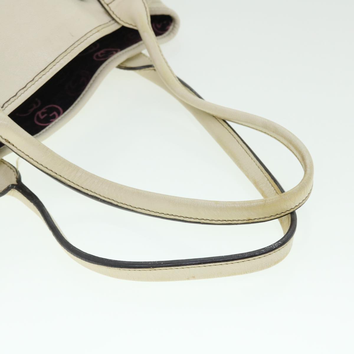 GUCCI Sherry Line Shoulder Bag Leather White Red 163805 ac2137
