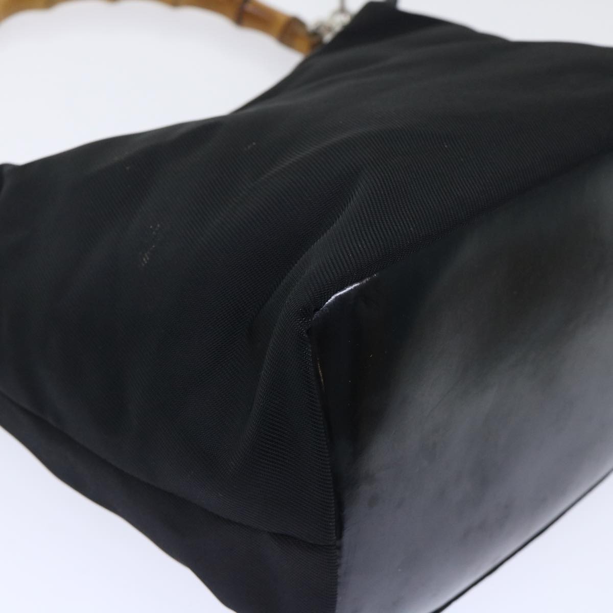 GUCCI Bamboo Shoulder Bag Nylon Black ac2138