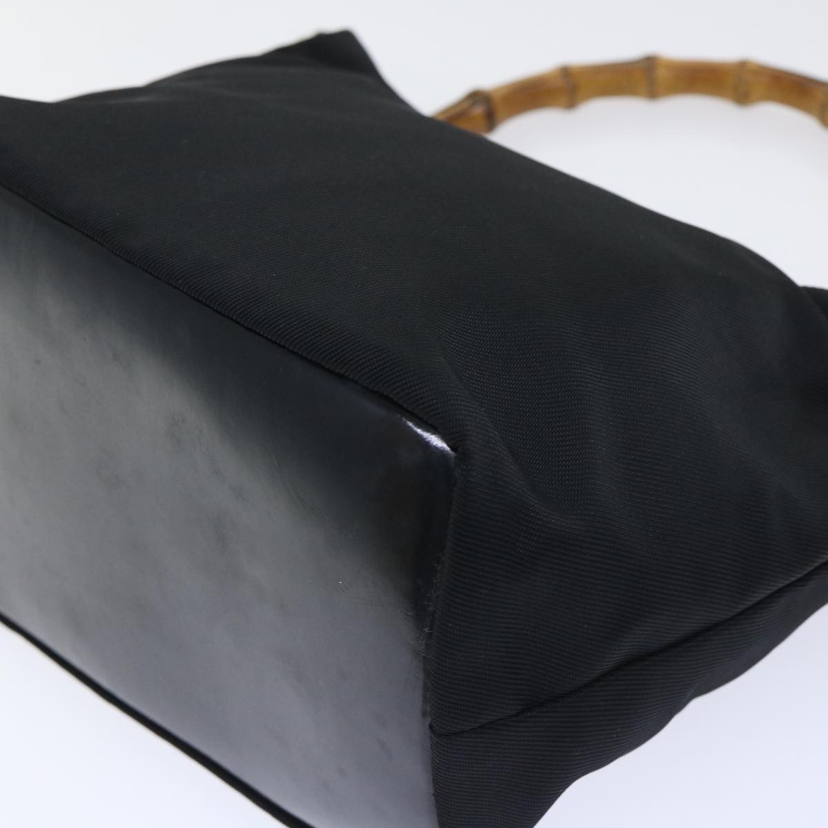 GUCCI Bamboo Shoulder Bag Nylon Black ac2138
