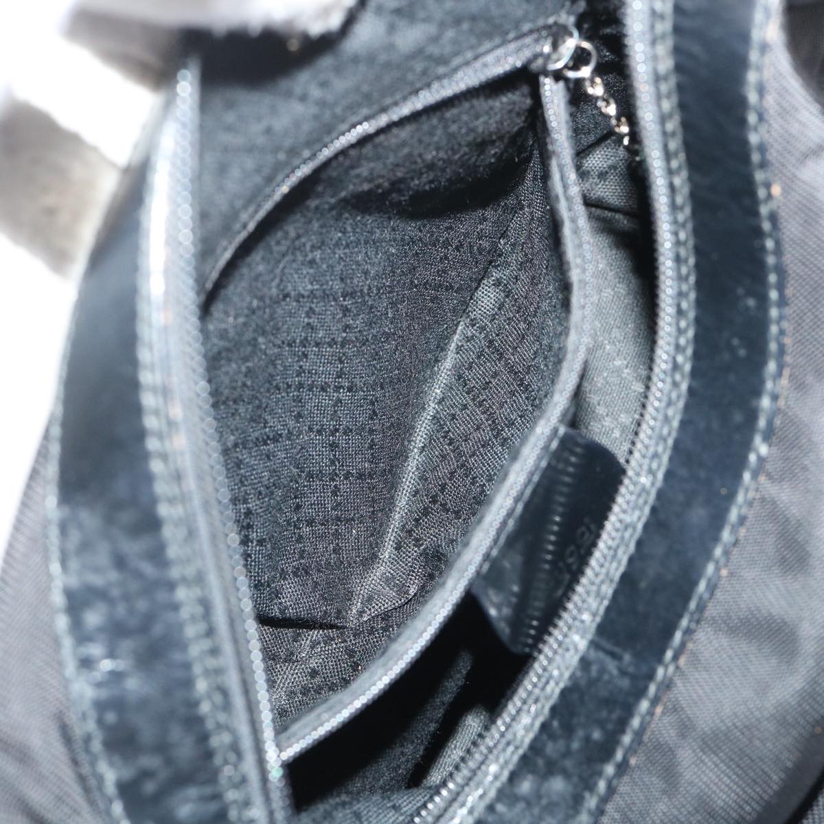 GUCCI Bamboo Shoulder Bag Nylon Black ac2138