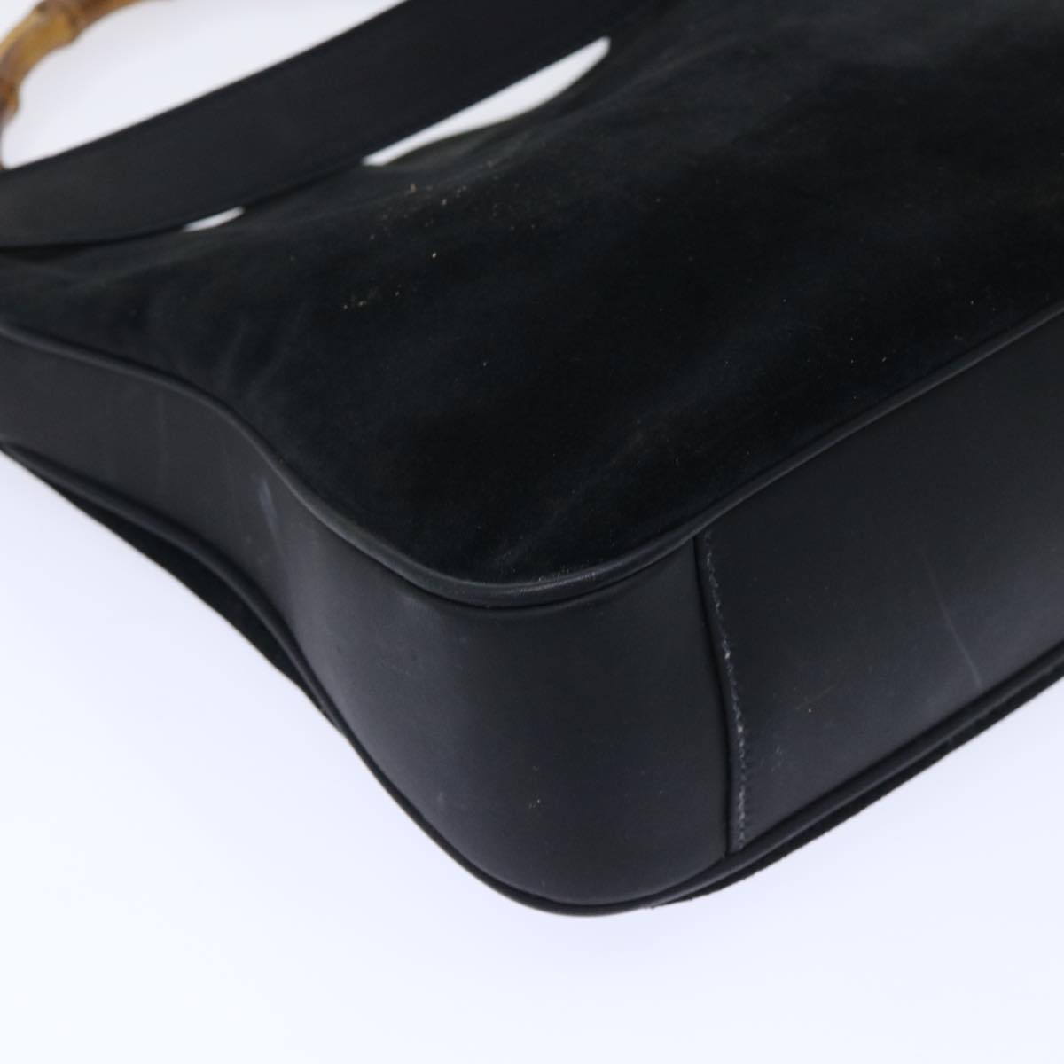 GUCCI Bamboo Shoulder Bag Suede 2way Black ac2139