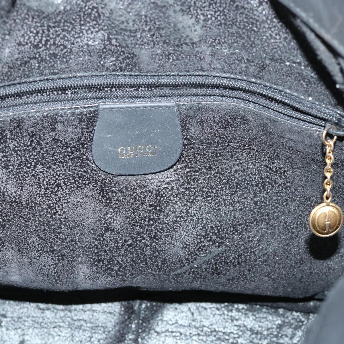 GUCCI Bamboo Shoulder Bag Suede 2way Black ac2139