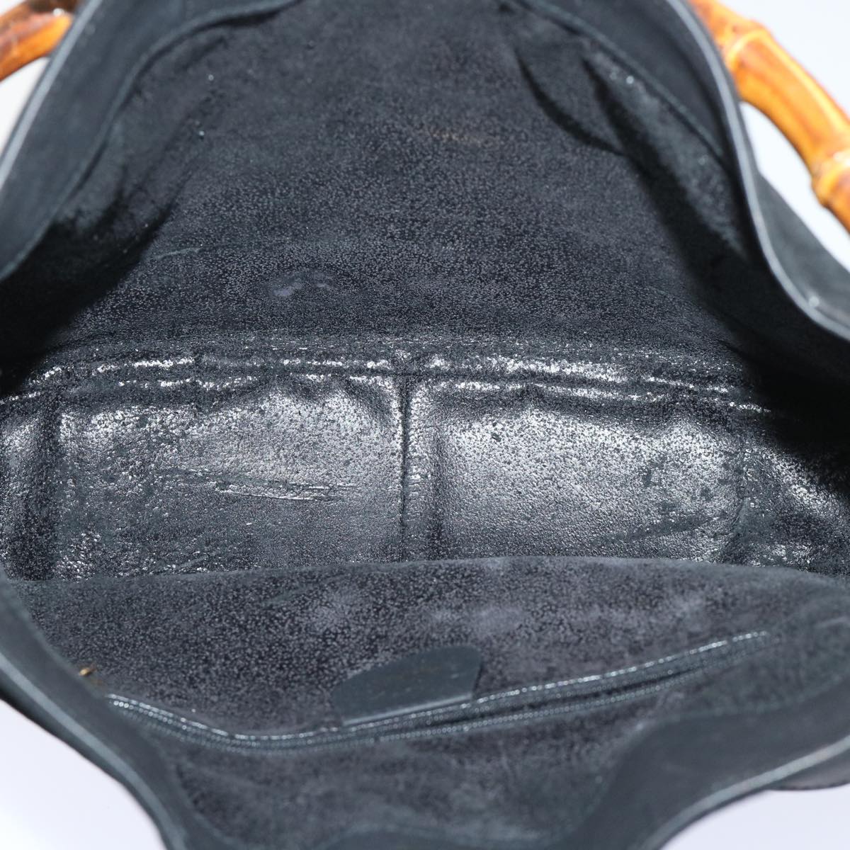 GUCCI Bamboo Shoulder Bag Suede 2way Black ac2139
