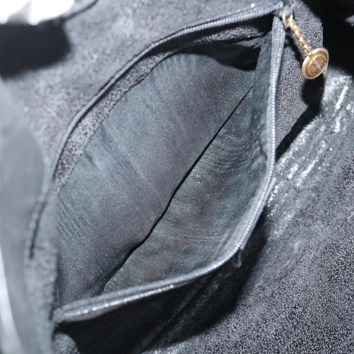 GUCCI Bamboo Shoulder Bag Suede 2way Black ac2139