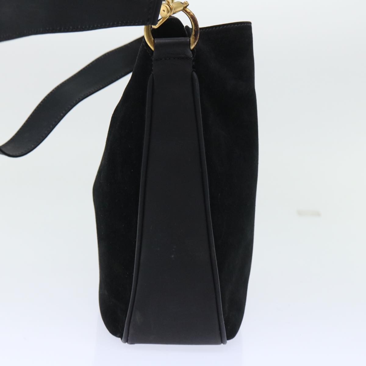GUCCI Bamboo Shoulder Bag Suede 2way Black ac2139