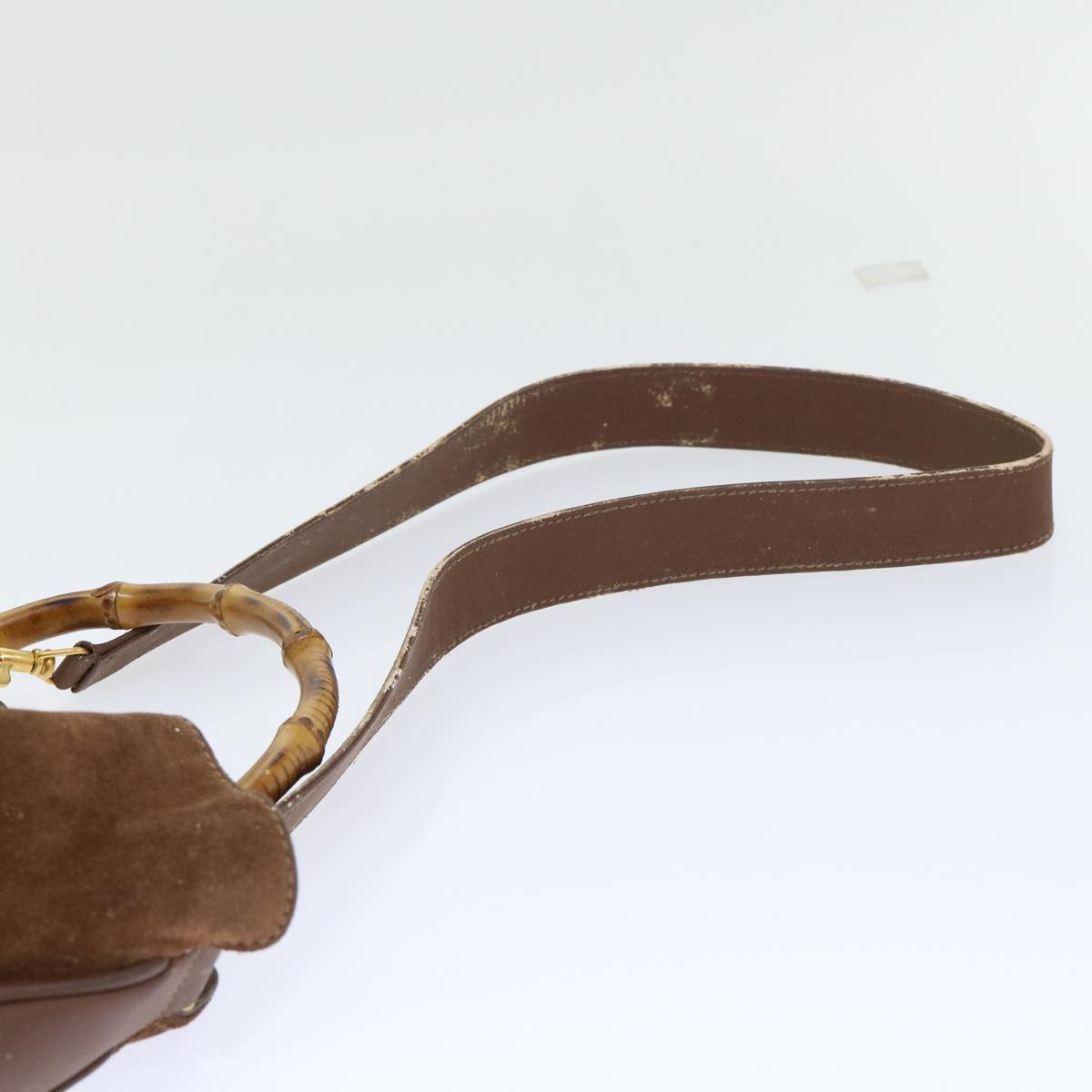 GUCCI Bamboo Shoulder Bag Suede 2way Brown ac2140