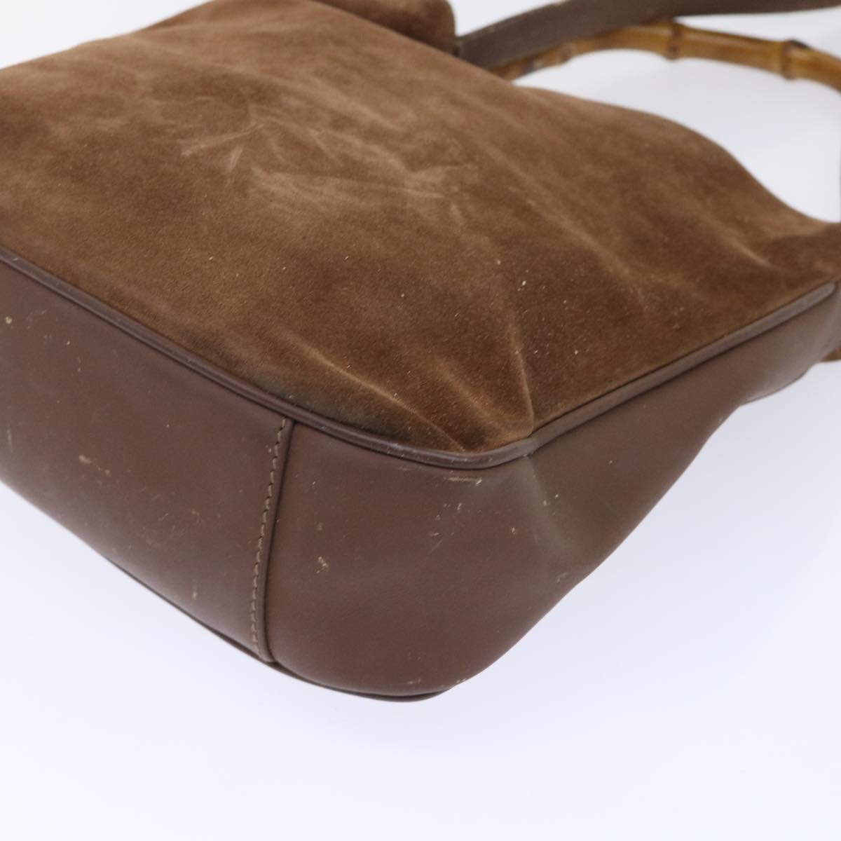 GUCCI Bamboo Shoulder Bag Suede 2way Brown ac2140