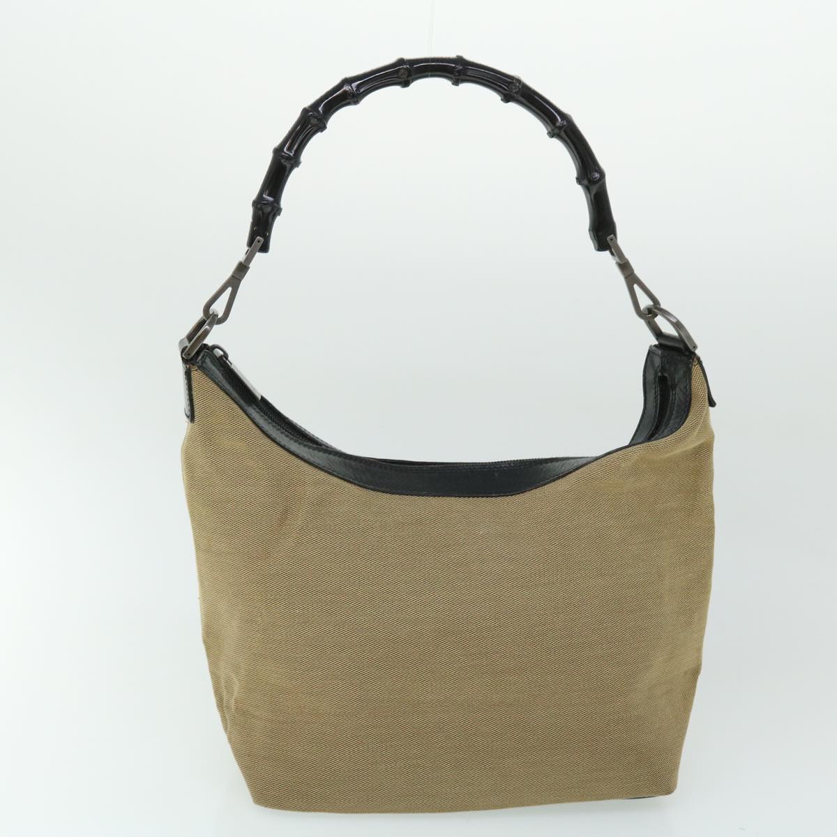 GUCCI Bamboo Shoulder Bag Nylon Canvas 4Set Black Beige Brown ac2155
