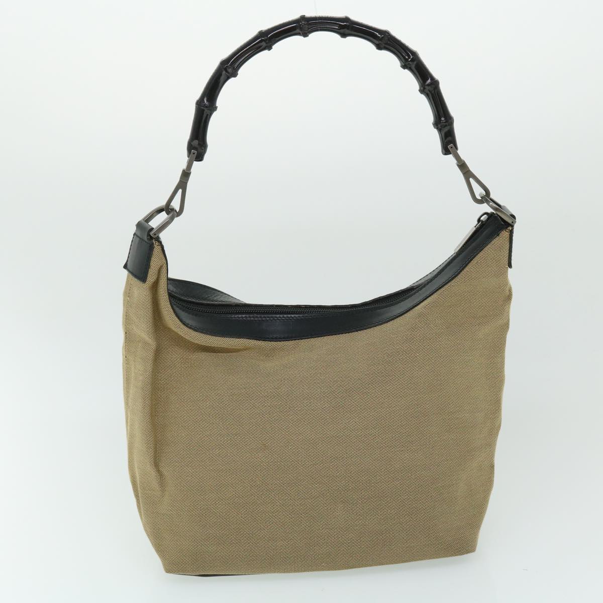 GUCCI Bamboo Shoulder Bag Nylon Canvas 4Set Black Beige Brown ac2155