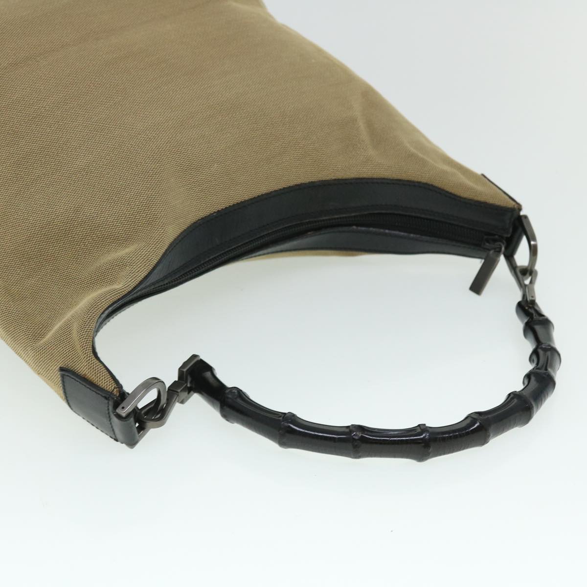 GUCCI Bamboo Shoulder Bag Nylon Canvas 4Set Black Beige Brown ac2155