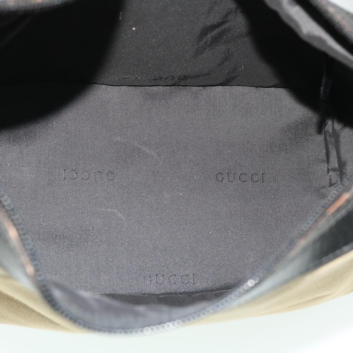 GUCCI Bamboo Shoulder Bag Nylon Canvas 4Set Black Beige Brown ac2155