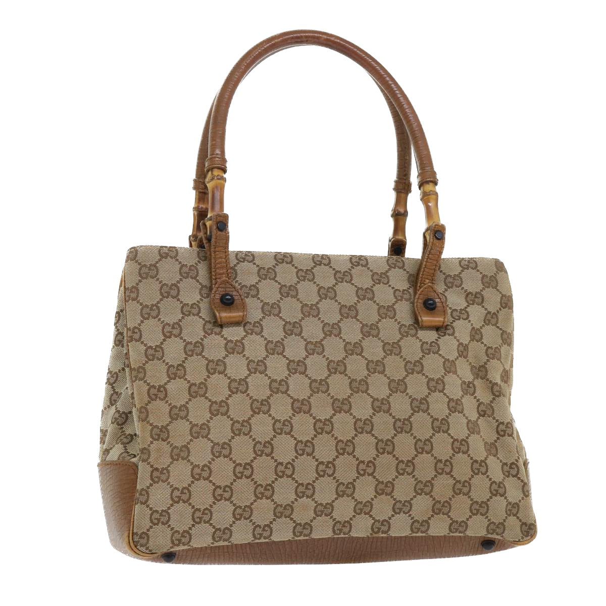 GUCCI GG Canvas Bamboo Shoulder Bag Canvas Leather Black 112526 ac2174