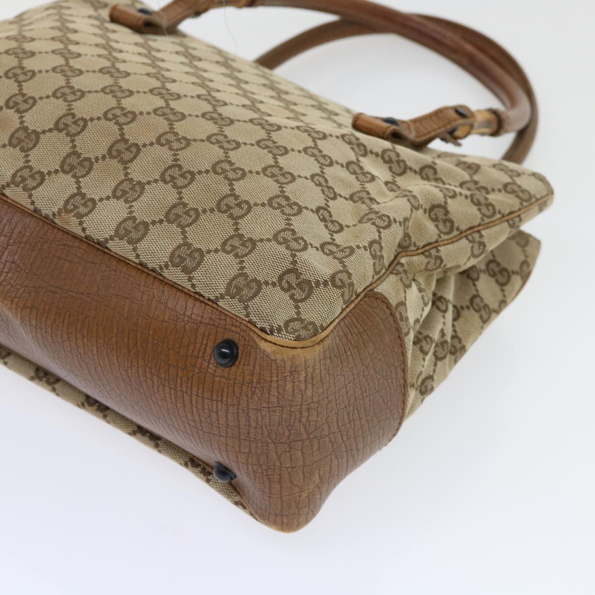 GUCCI GG Canvas Bamboo Shoulder Bag Canvas Leather Black 112526 ac2174