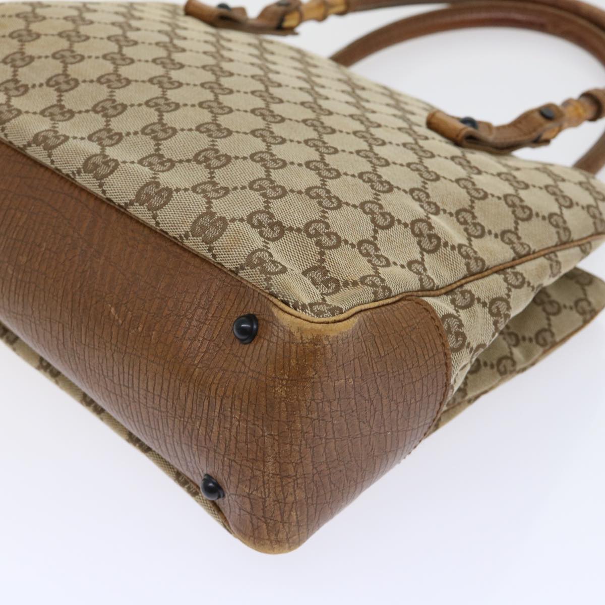 GUCCI GG Canvas Bamboo Shoulder Bag Canvas Leather Black 112526 ac2174