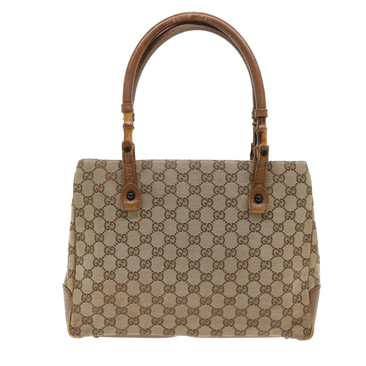 GUCCI GG Canvas Bamboo Shoulder Bag Canvas Leather Black 112526 ac2174