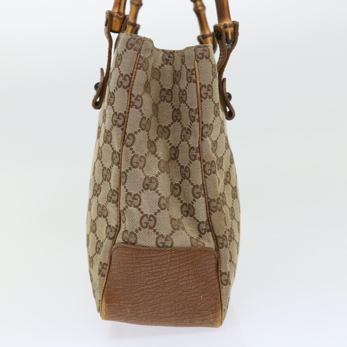 GUCCI GG Canvas Bamboo Shoulder Bag Canvas Leather Black 112526 ac2174