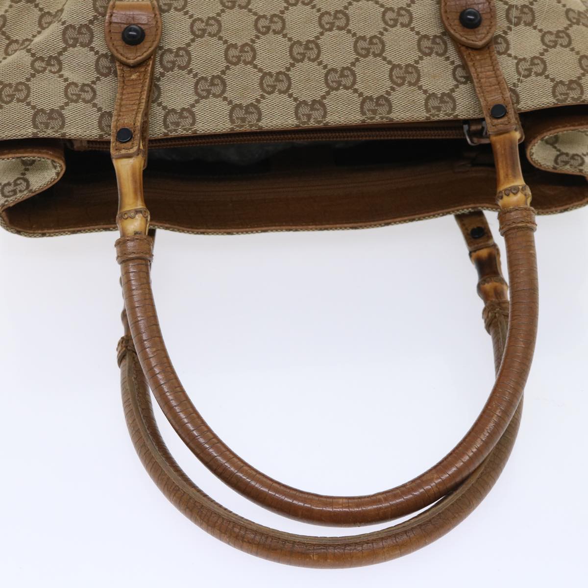 GUCCI GG Canvas Bamboo Shoulder Bag Canvas Leather Black 112526 ac2174