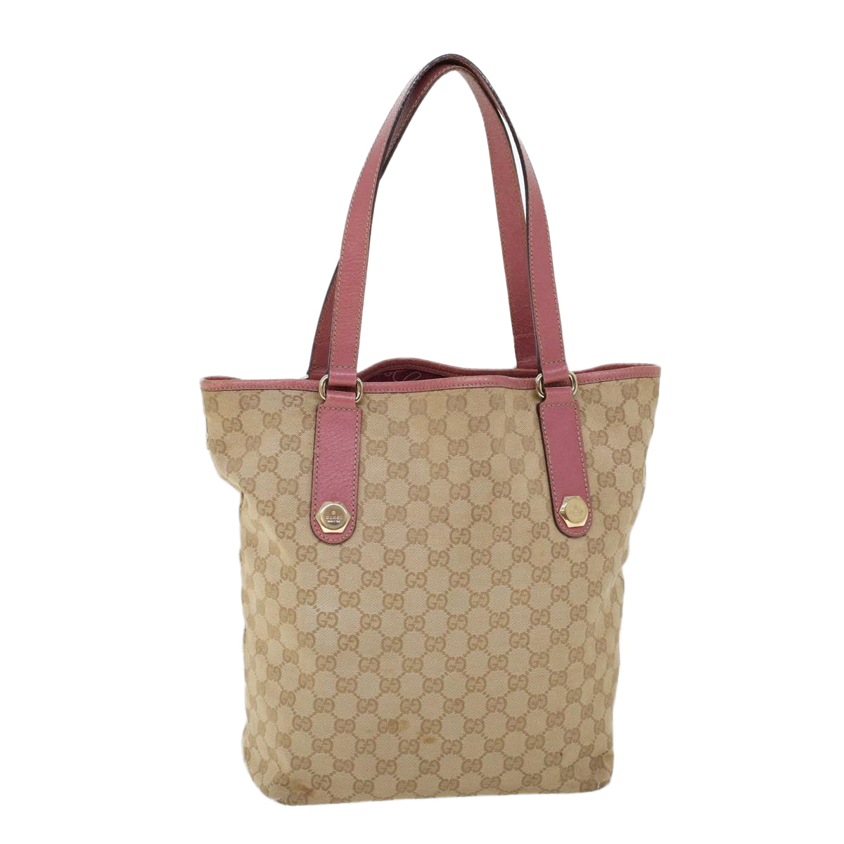 GUCCI GG Canvas Shoulder Bag Canvas Leather Beige Pink ac2175
