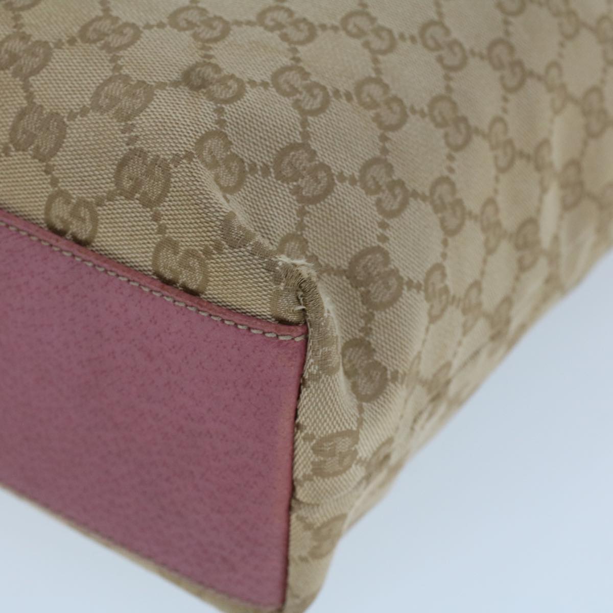 GUCCI GG Canvas Shoulder Bag Canvas Leather Beige Pink ac2175