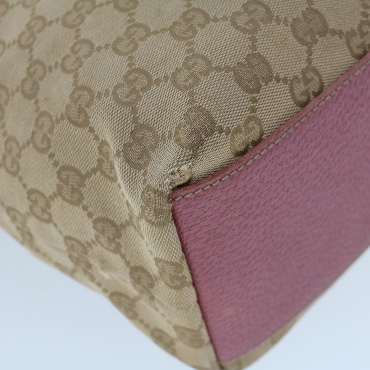 GUCCI GG Canvas Shoulder Bag Canvas Leather Beige Pink ac2175