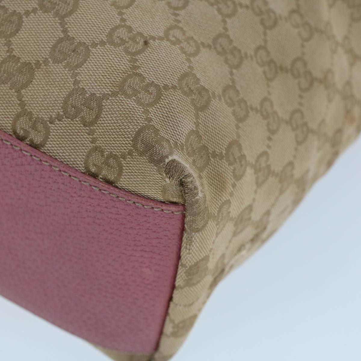 GUCCI GG Canvas Shoulder Bag Canvas Leather Beige Pink ac2175