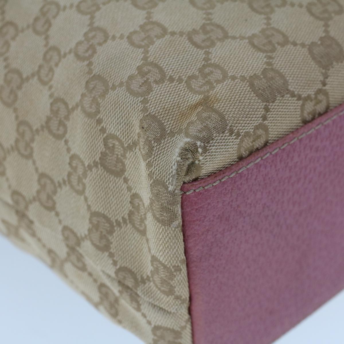 GUCCI GG Canvas Shoulder Bag Canvas Leather Beige Pink ac2175