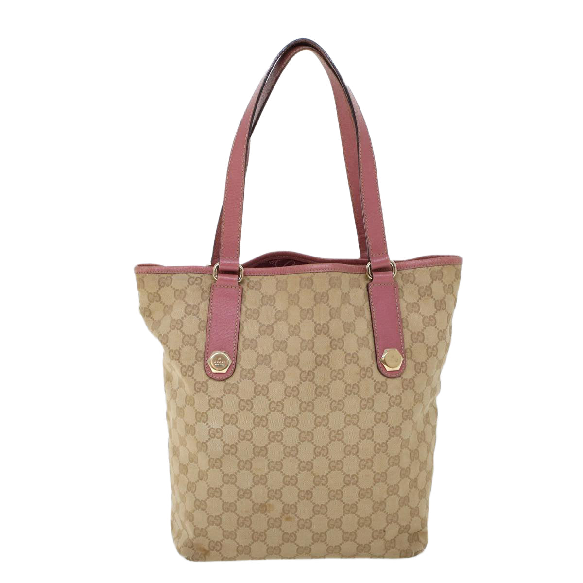 GUCCI GG Canvas Shoulder Bag Canvas Leather Beige Pink ac2175