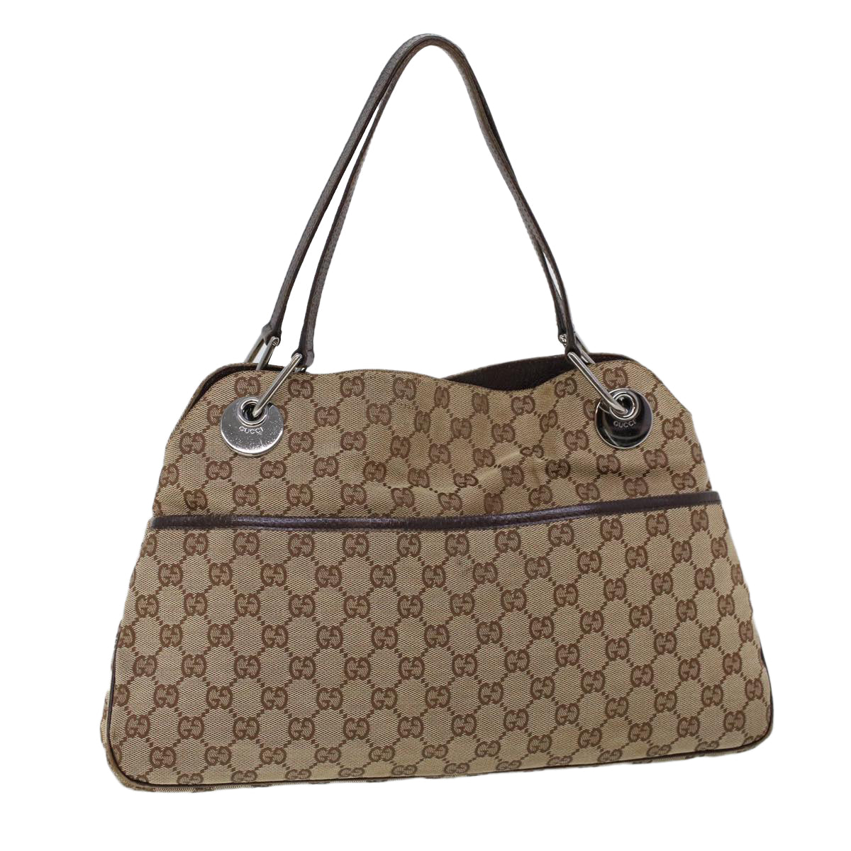 GUCCI GG Canvas Hand Bag Canvas Leather Beige Brown 121023 ac2176