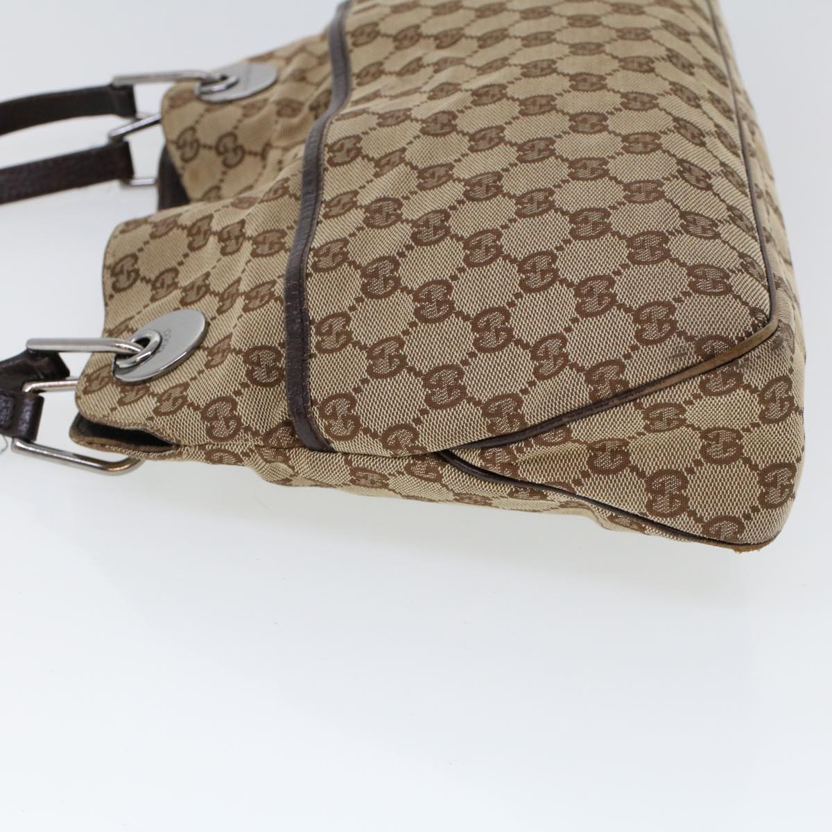 GUCCI GG Canvas Hand Bag Canvas Leather Beige Brown 121023 ac2176