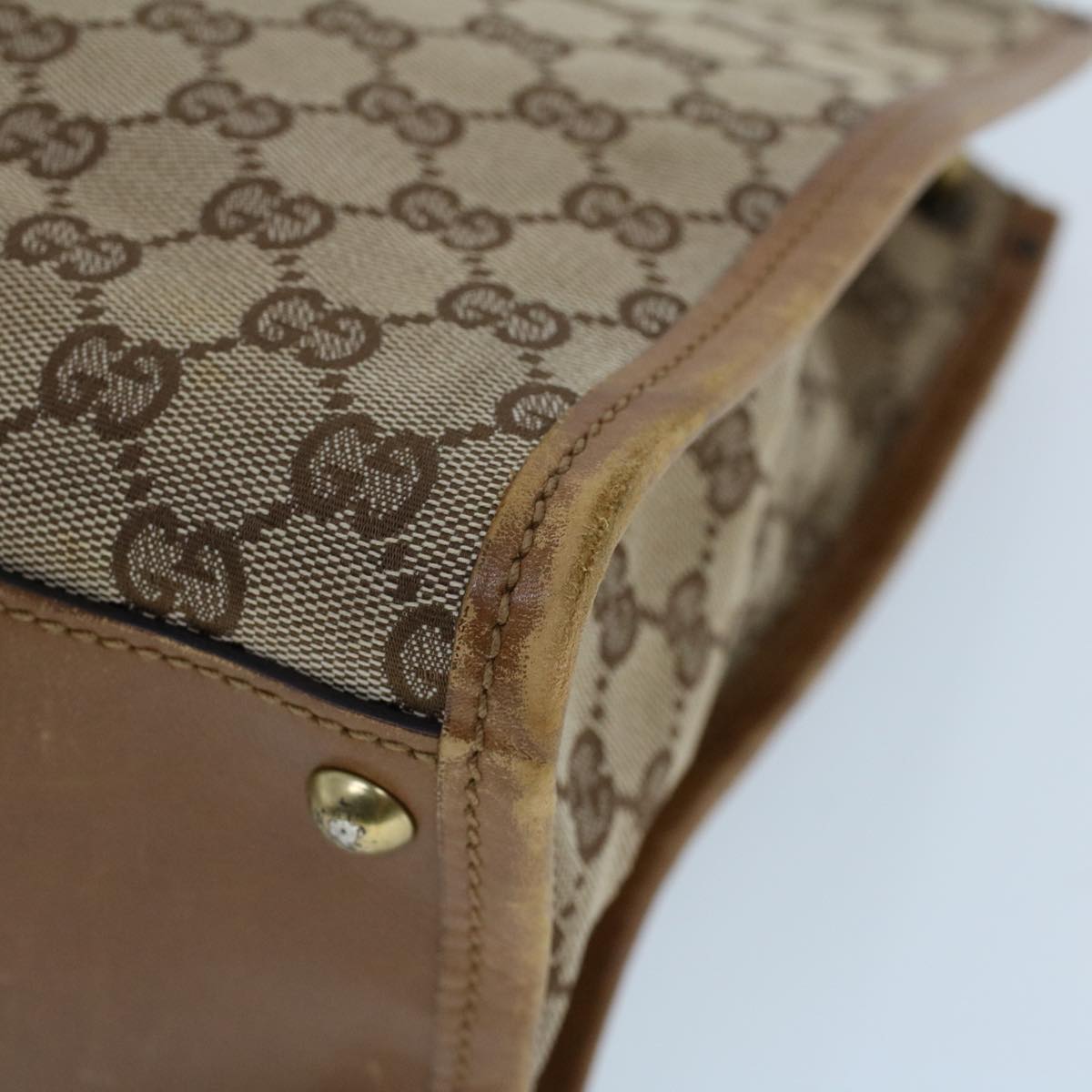 GUCCI GG Canvas Shoulder Bag Canvas Leather Beige Brown 110292 ac2178