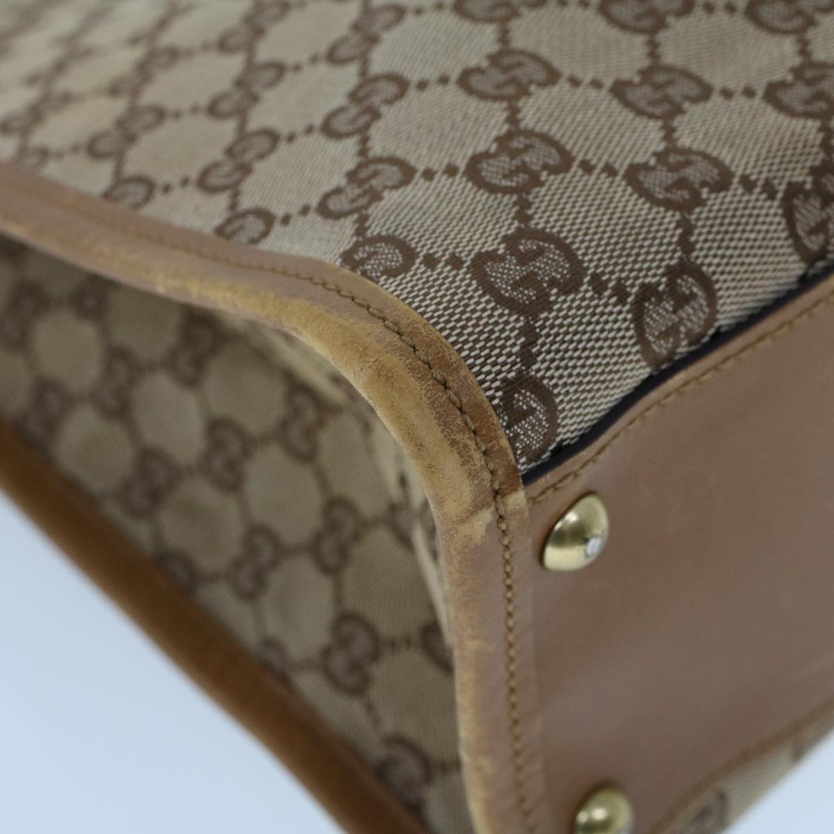 GUCCI GG Canvas Shoulder Bag Canvas Leather Beige Brown 110292 ac2178