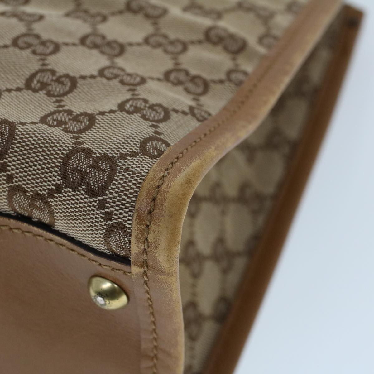 GUCCI GG Canvas Shoulder Bag Canvas Leather Beige Brown 110292 ac2178