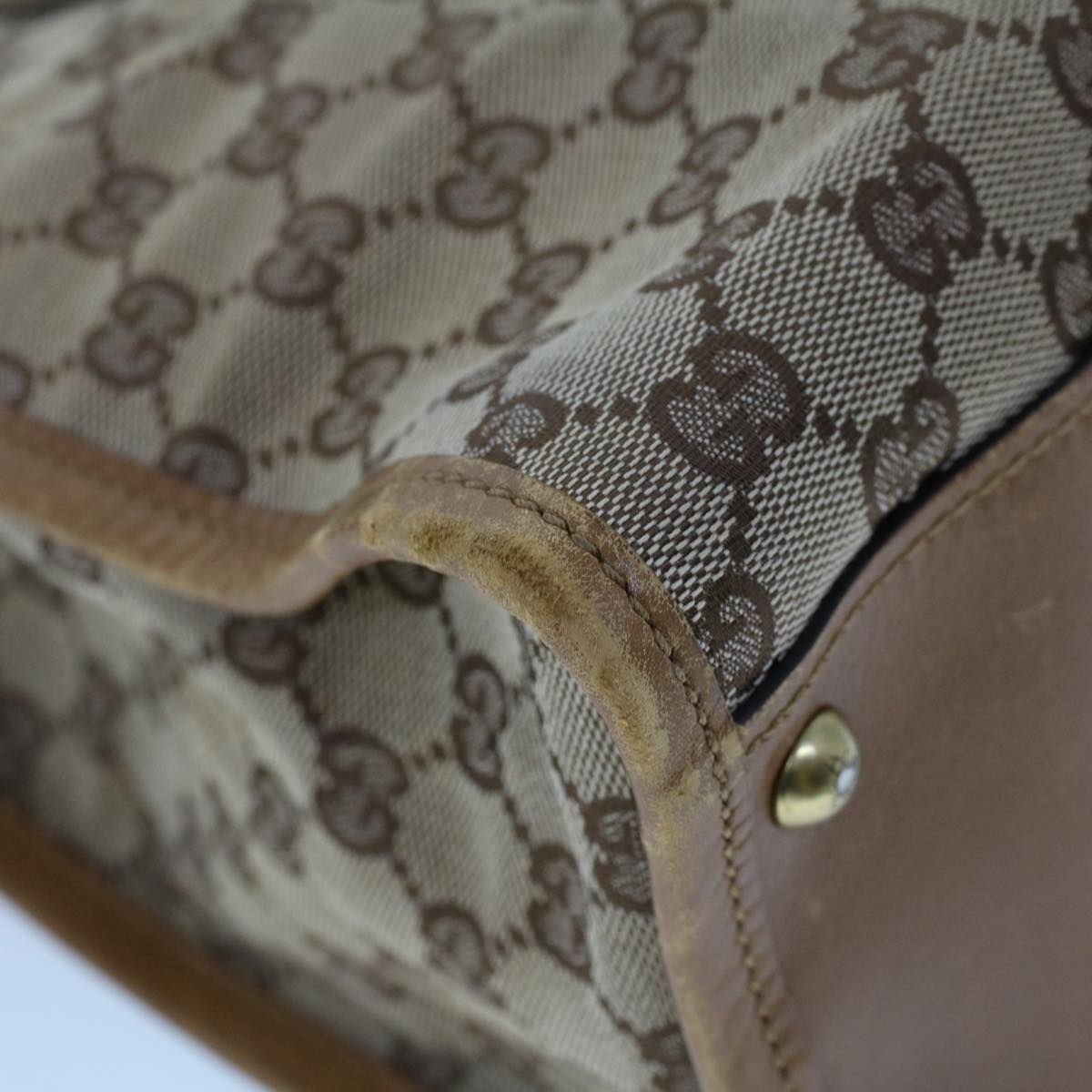GUCCI GG Canvas Shoulder Bag Canvas Leather Beige Brown 110292 ac2178