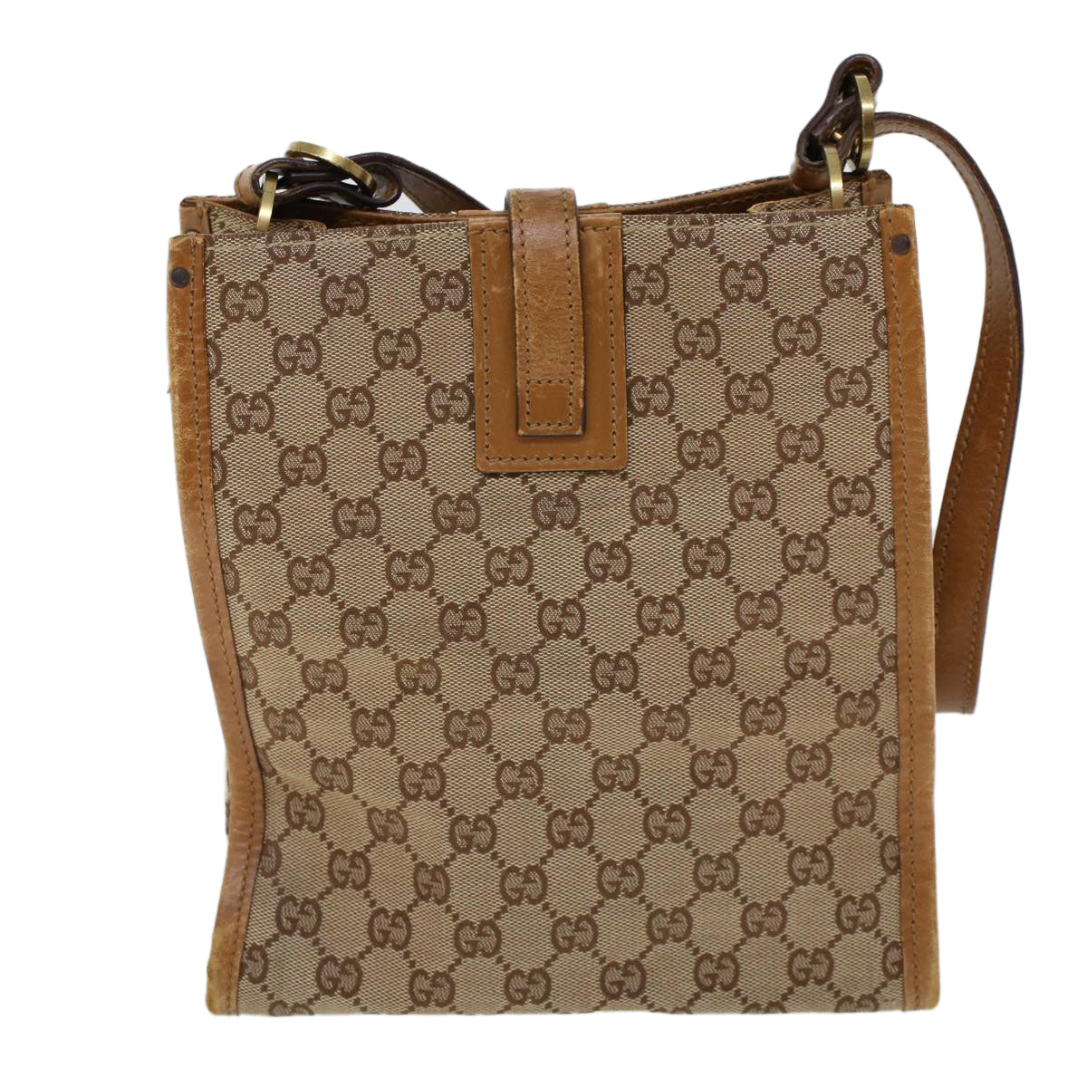 GUCCI GG Canvas Shoulder Bag Canvas Leather Beige Brown 110292 ac2178