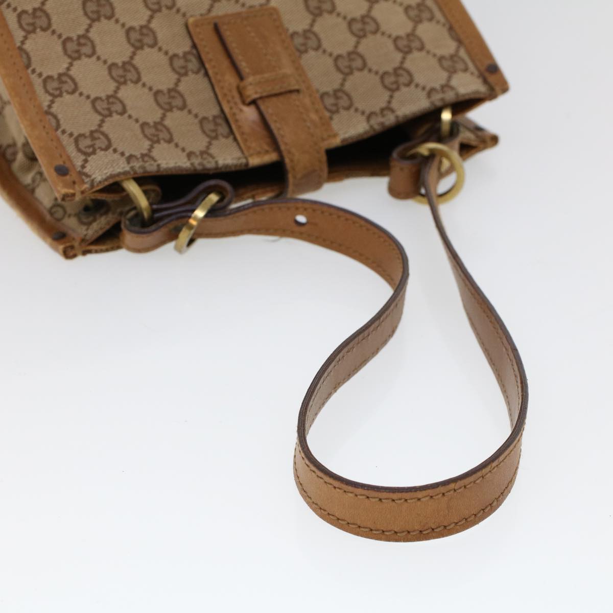 GUCCI GG Canvas Shoulder Bag Canvas Leather Beige Brown 110292 ac2178