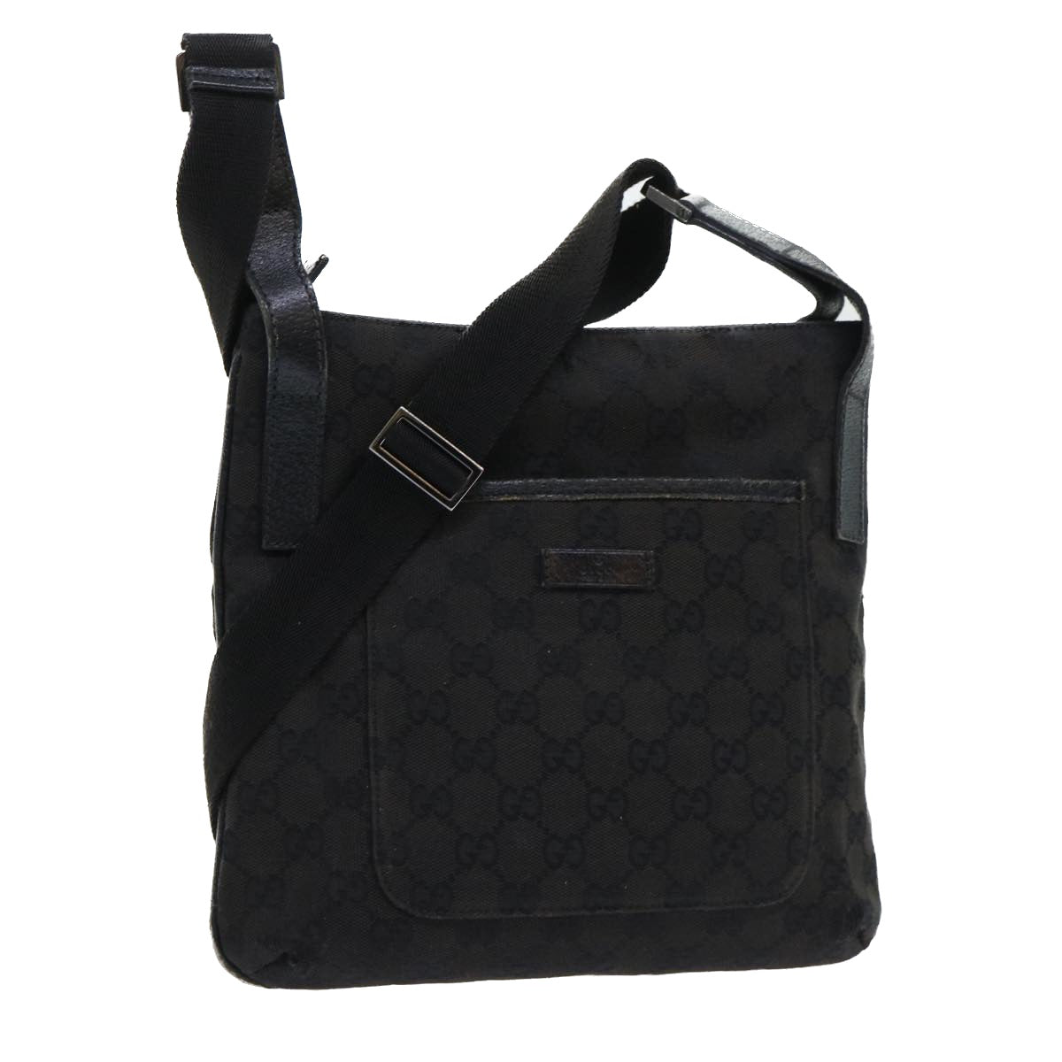 GUCCI GG Canvas Shoulder Bag Canvas Leather Black 122793 ac2179