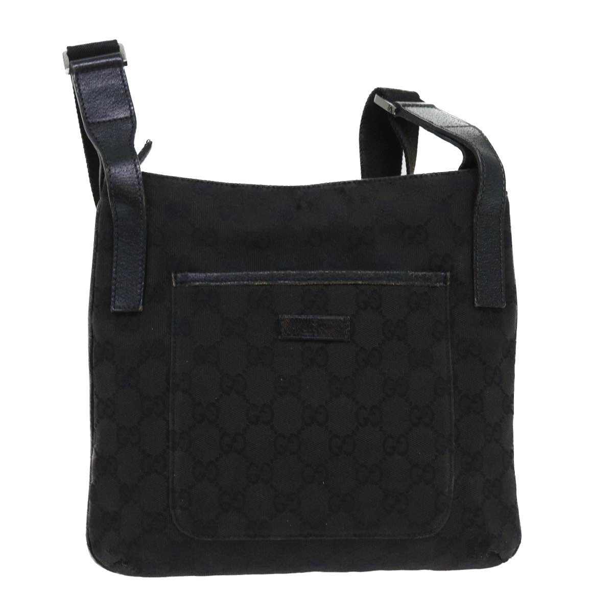 GUCCI GG Canvas Shoulder Bag Canvas Leather Black 122793 ac2179