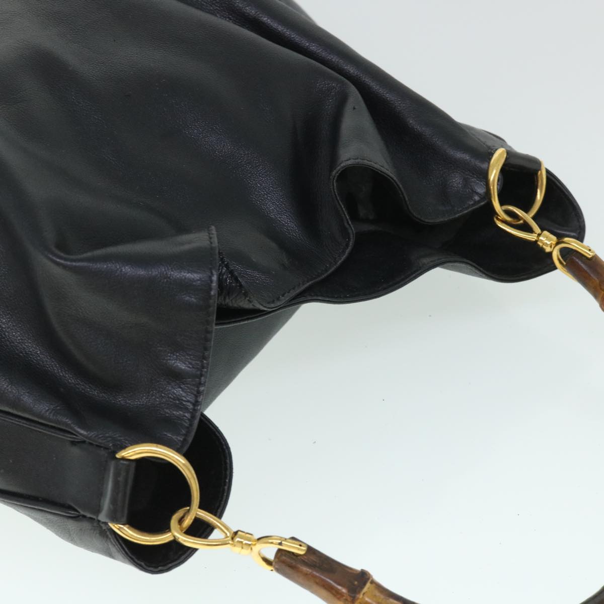 GUCCI Bamboo Shoulder Bag Leather 2way Black 001 3754 1577 ac2180