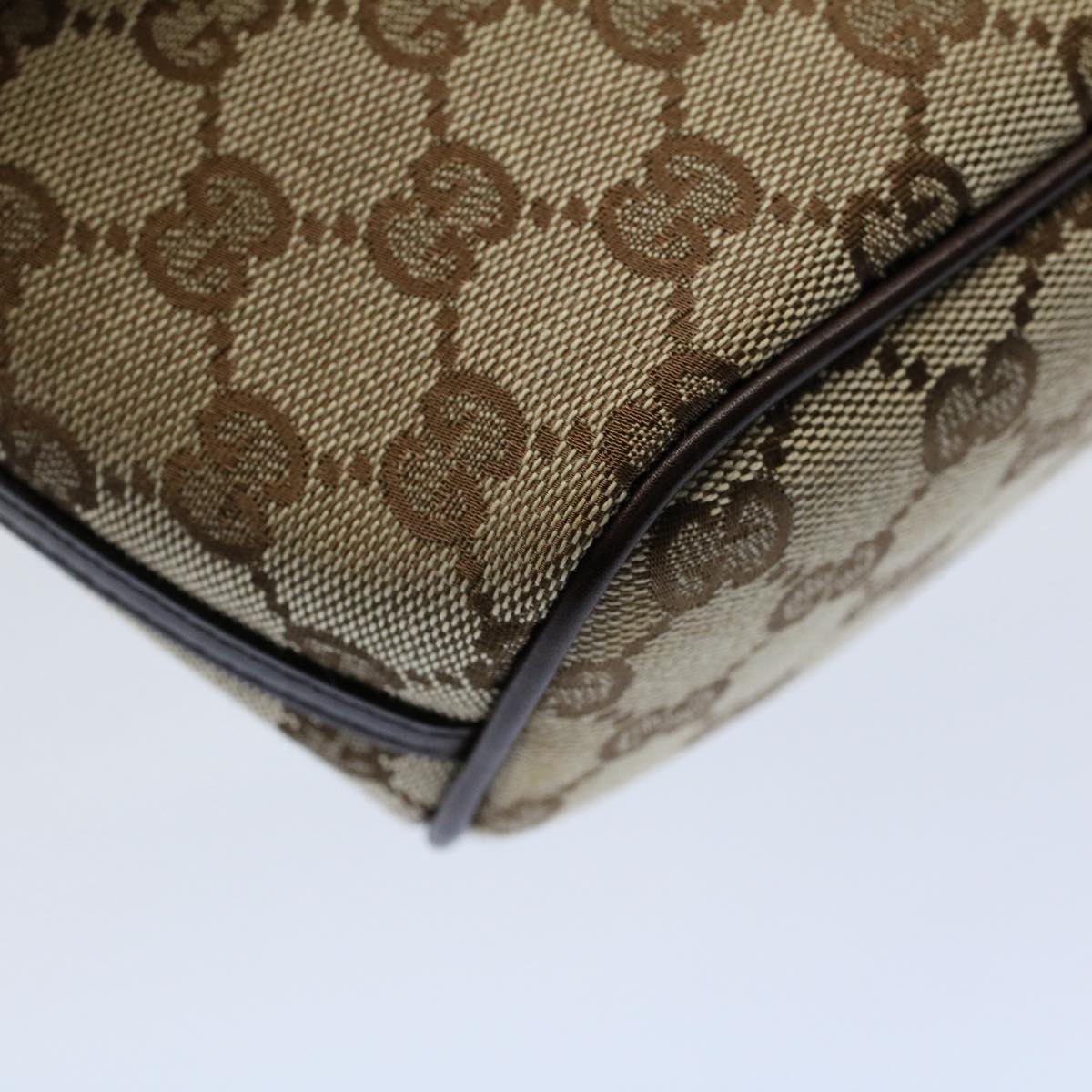 GUCCI GG Canvas Accessory Pouch Leather Beige 07198 ac2192