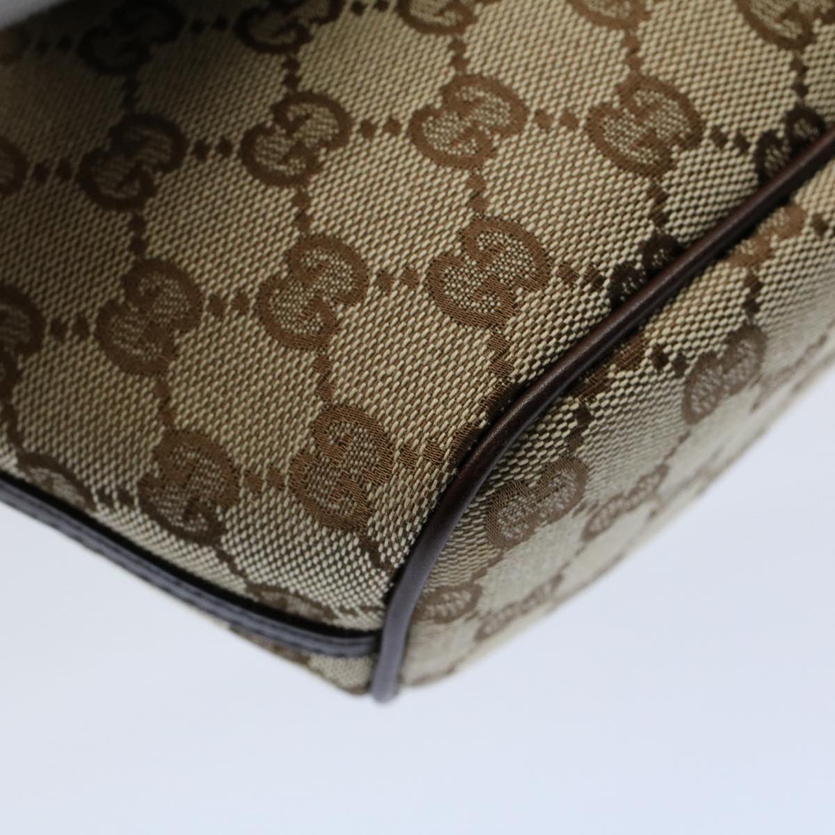 GUCCI GG Canvas Accessory Pouch Leather Beige 07198 ac2192