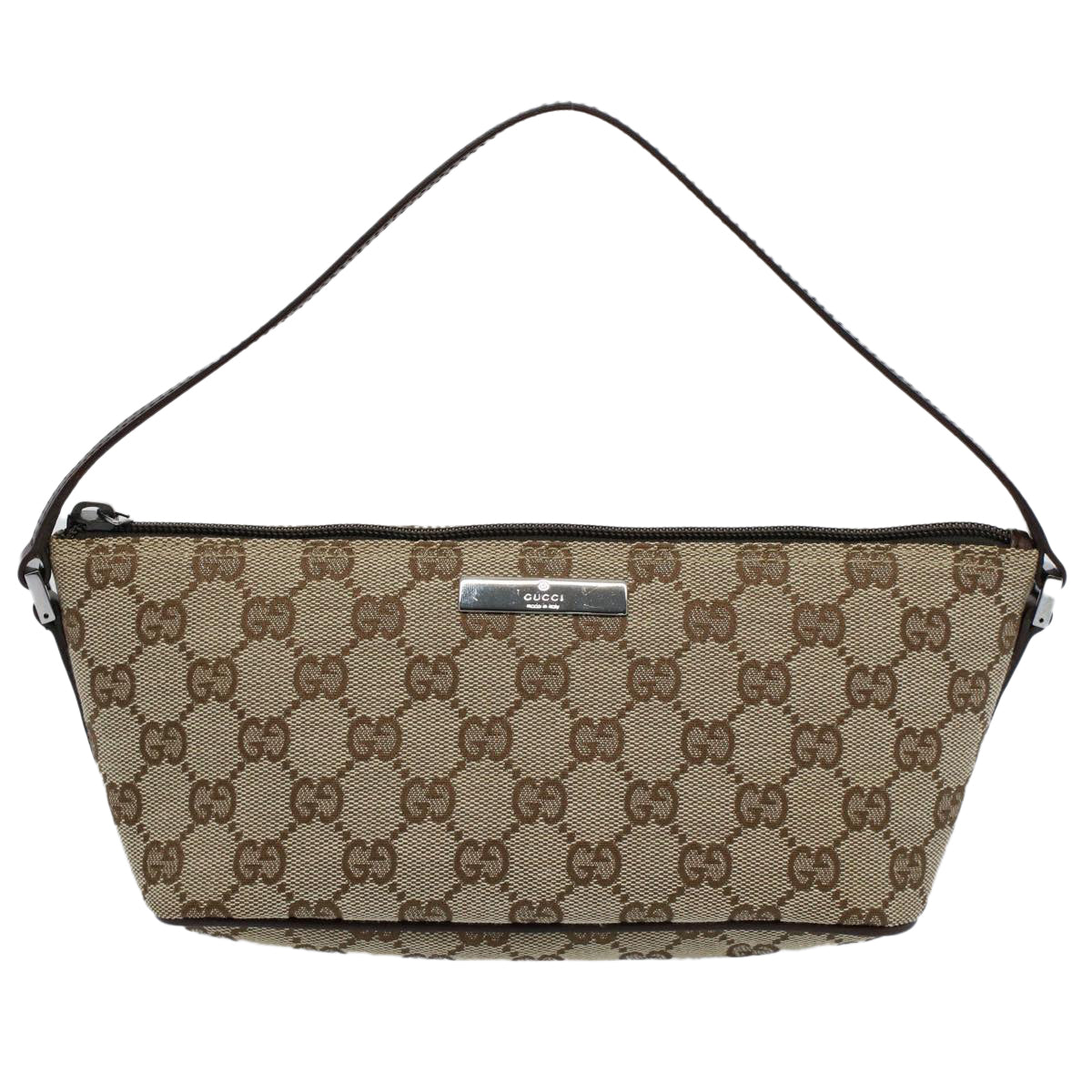 GUCCI GG Canvas Accessory Pouch Leather Beige 07198 ac2192